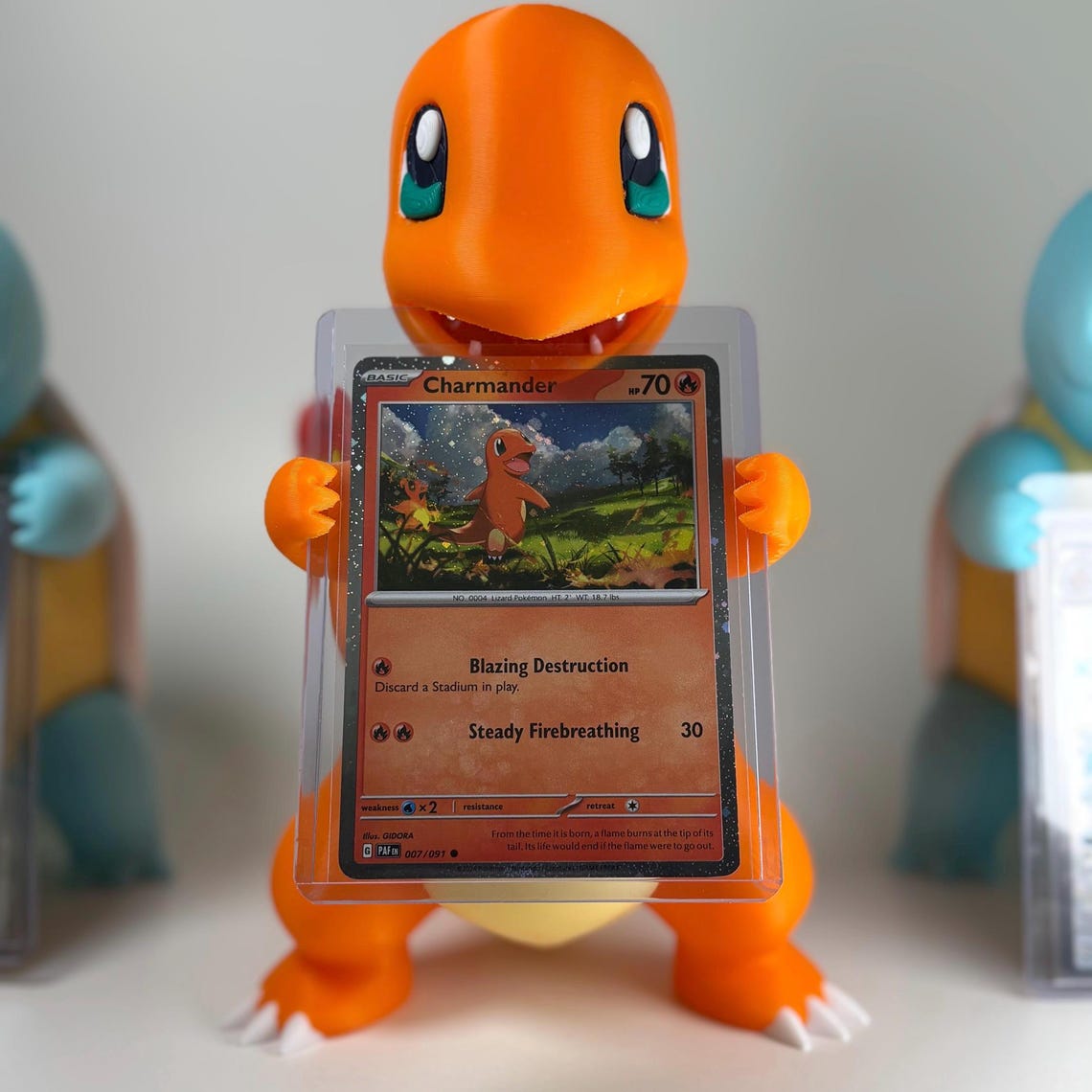 Charmander Card Display Stand holding a sleeved trading card