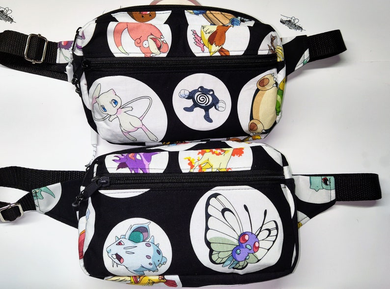 Black Pokémon fanny packs with adjustable straps
