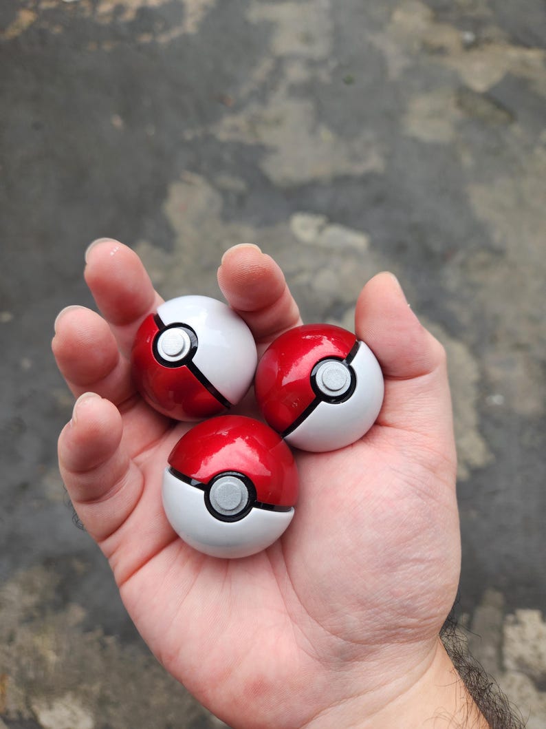 Hand-painted realistic miniature Pokéball replica