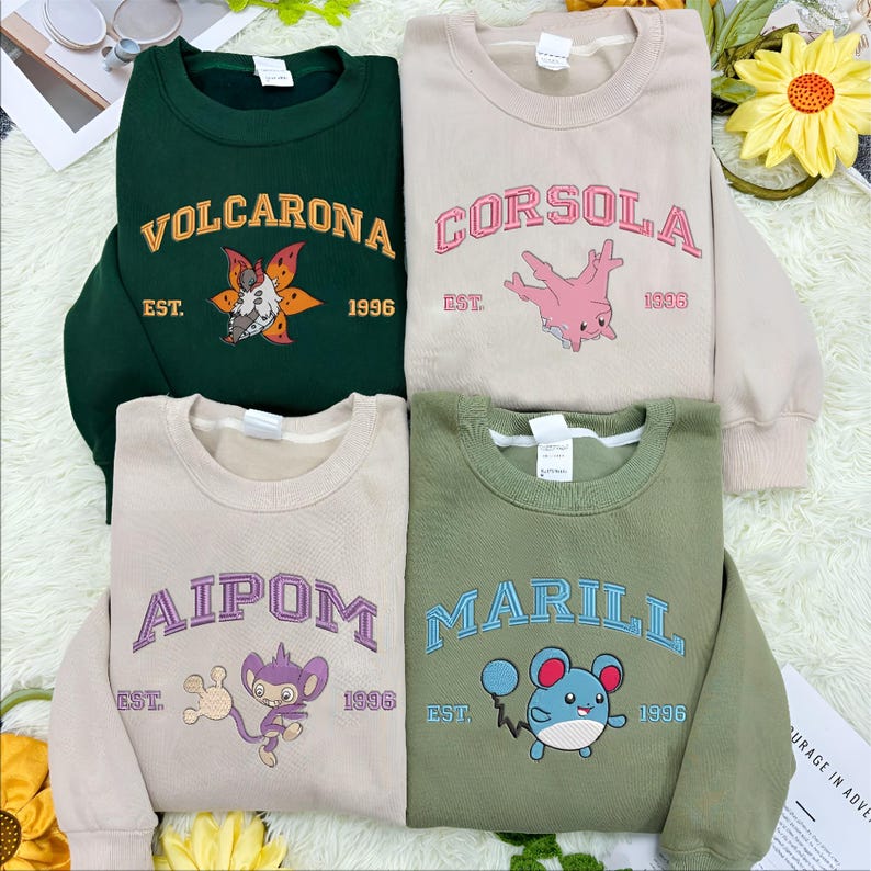 Additional embroidered character sweatshirt examples