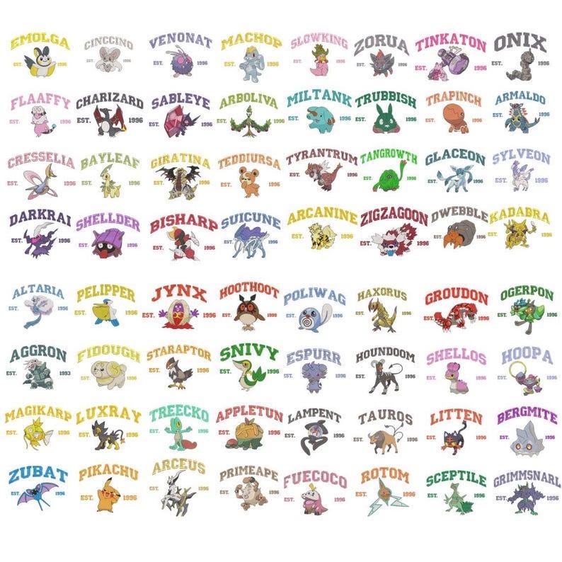 Character embroidery selection chart 1
