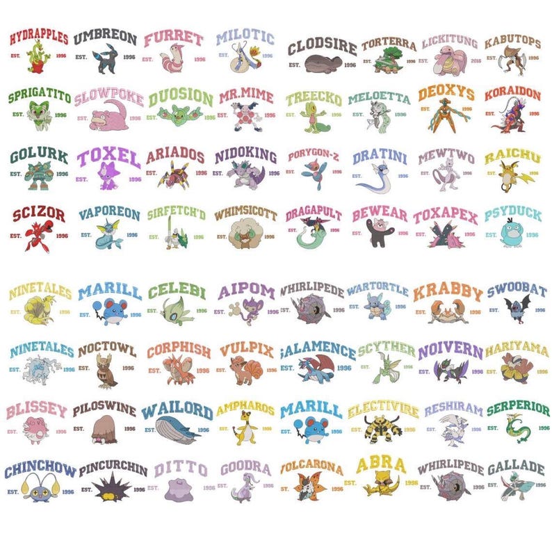 Character embroidery selection chart 3