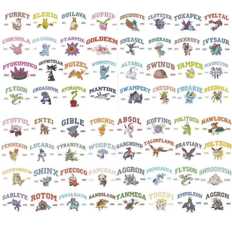 Character embroidery selection chart 4