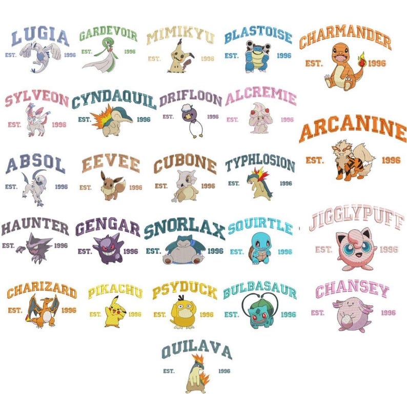 Character embroidery selection chart 6