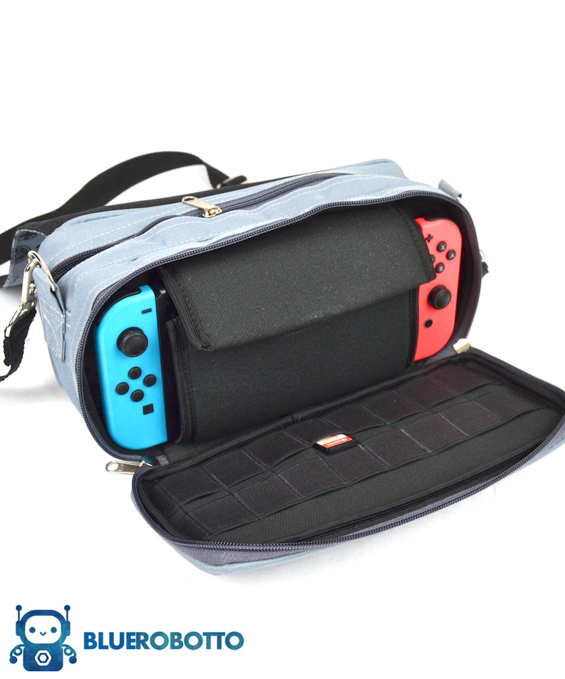 Open Nintendo Switch bag showing console compartment