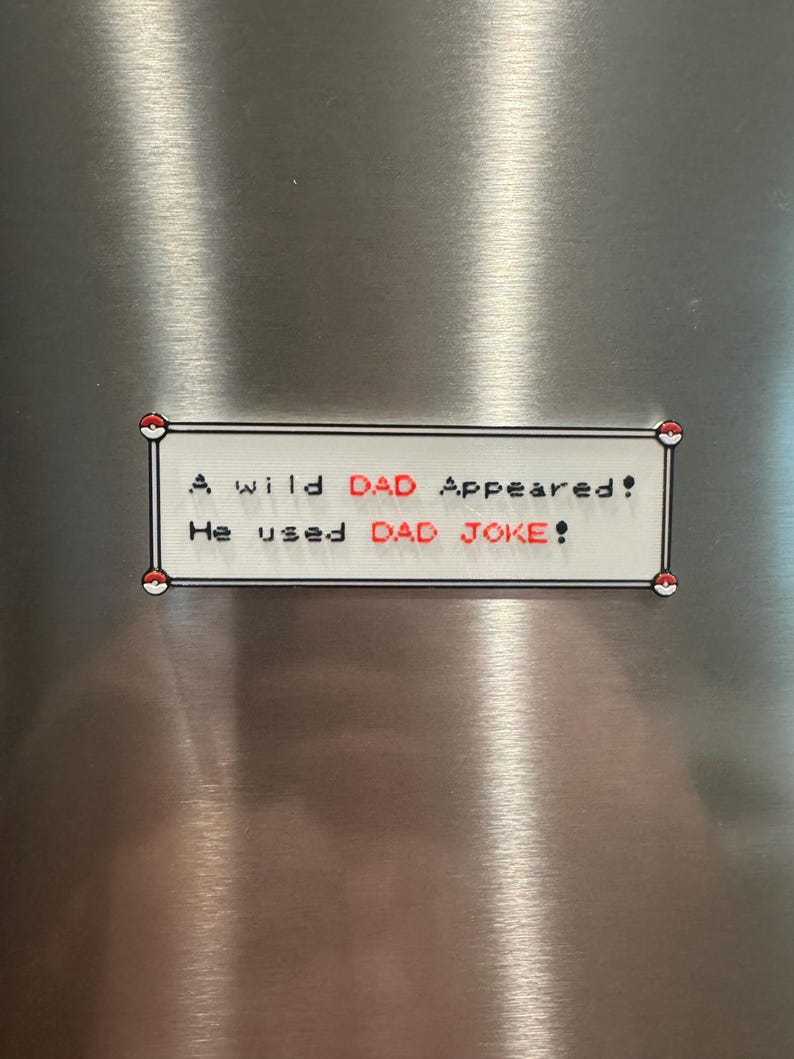 Pokémon Dad retro text-box magnet shown by itself