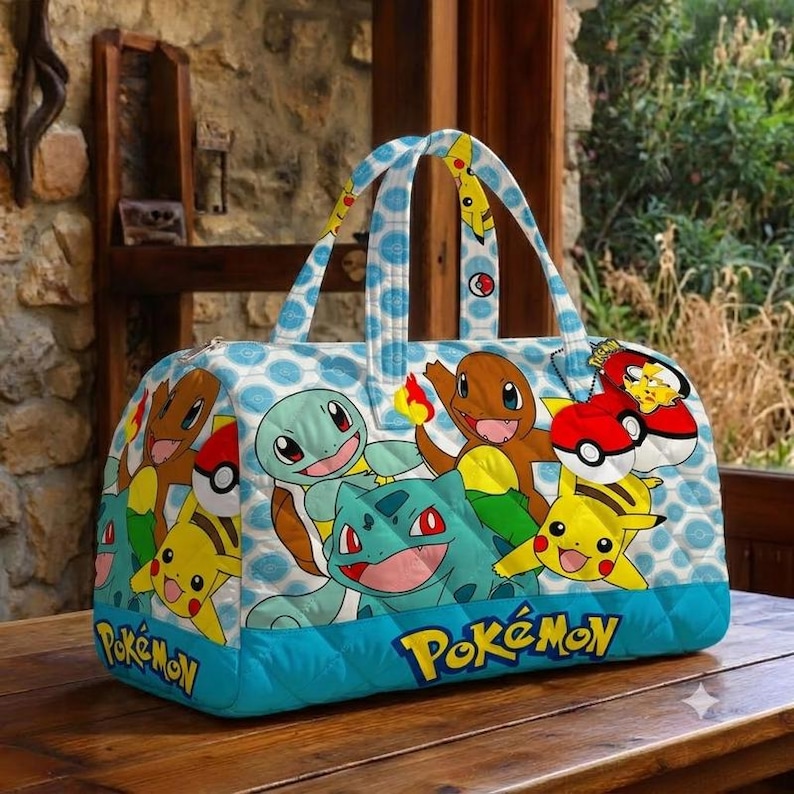 Pikachu and Friends printed weekender travel bag